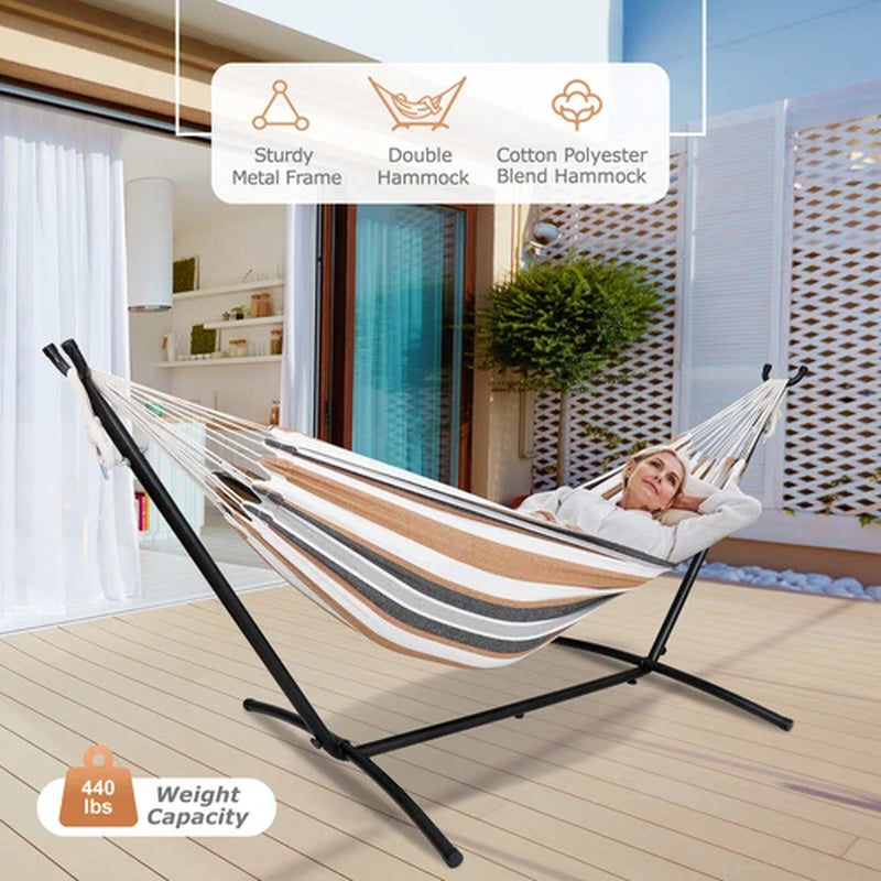 9FT Steel Hammock with Stand for 2 Person with Carrying Case 620Lb Capacity