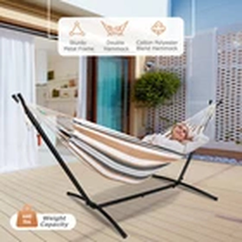9FT Steel Hammock with Stand for 2 Person with Carrying Case 620Lb Capacity