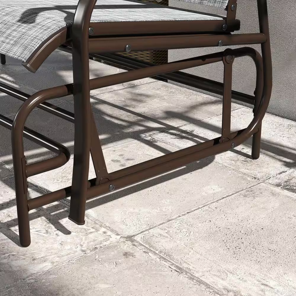 Metal Outdoor Rocking Chair for 2-Person Swing Chair with Table Gray