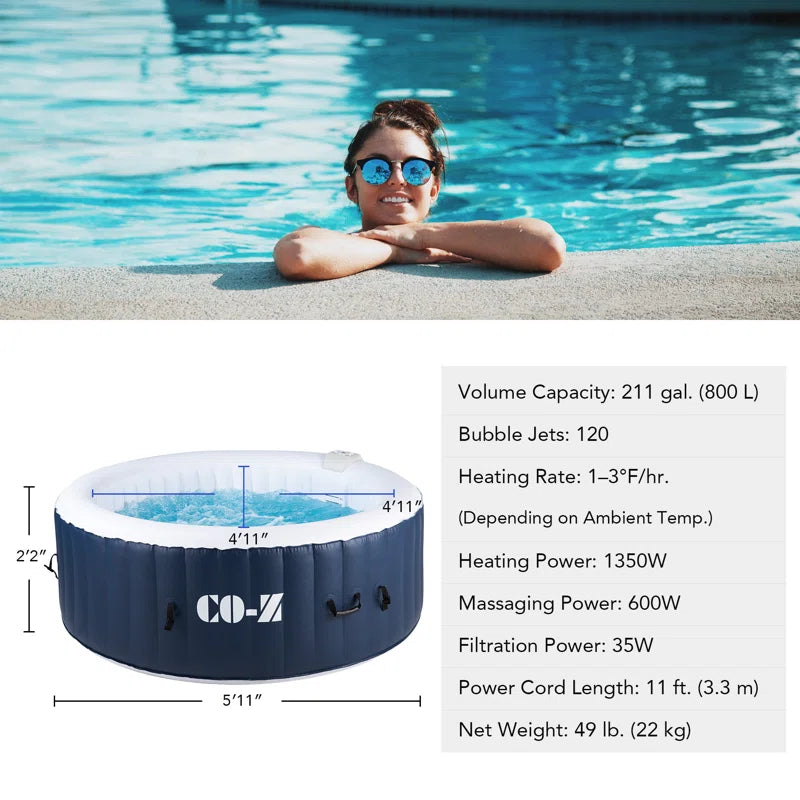 2-4 - Person 120 - Jet Vinyl Inflatable Hot Tub