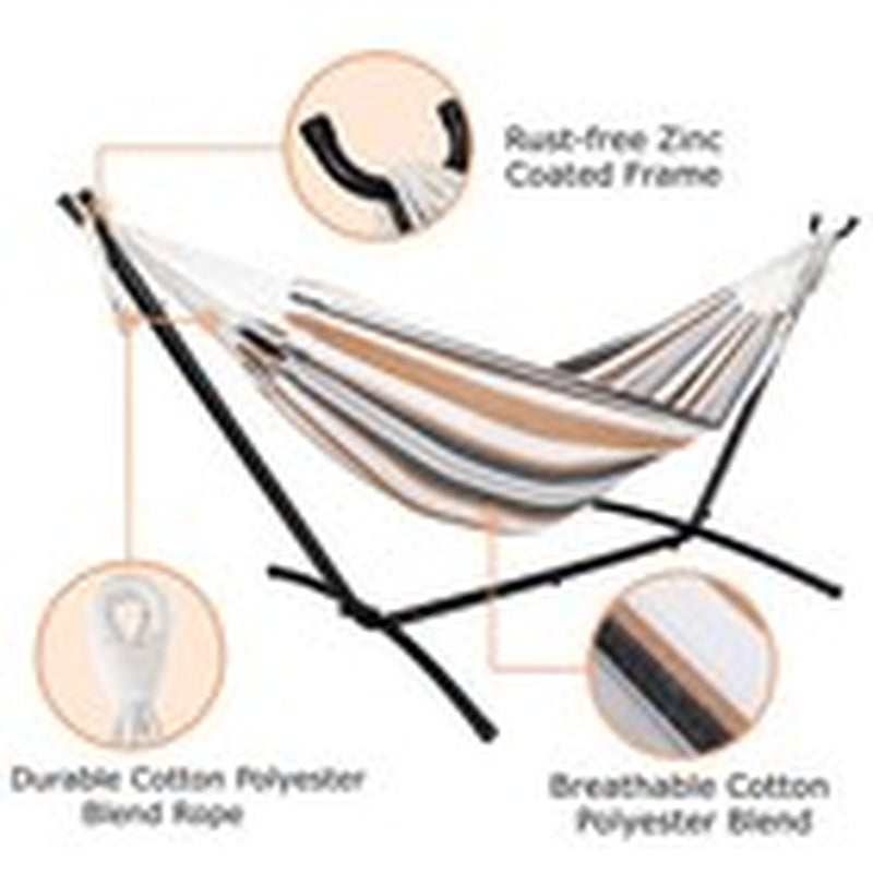 9FT Steel Hammock with Stand for 2 Person with Carrying Case 620Lb Capacity