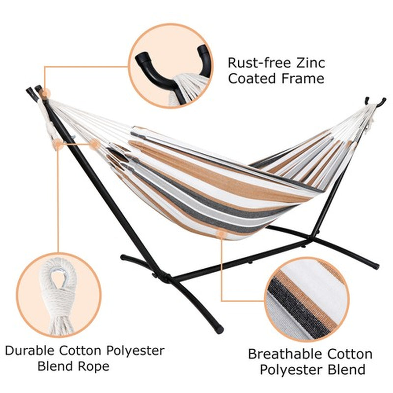 9FT Steel Hammock with Stand for 2 Person with Carrying Case 620Lb Capacity