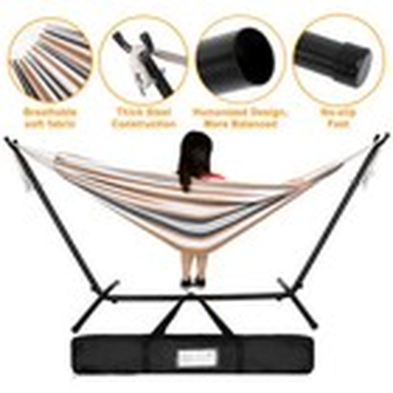 9FT Steel Hammock with Stand for 2 Person with Carrying Case 620Lb Capacity