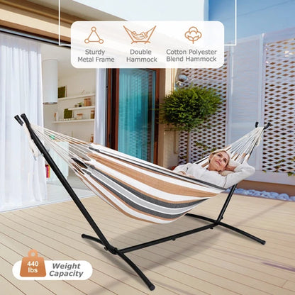 9FT Steel Hammock with Stand for 2 Person with Carrying Case 620Lb Capacity
