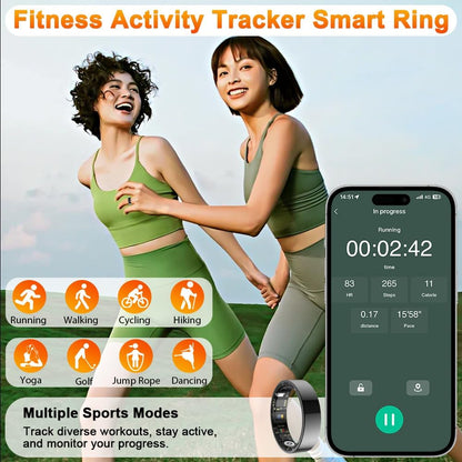 2025 Smart Ring Health Tracker with Blood Pressure Monitor, IP68 Waterproof Health Ring for Blood Oxygen Heart Rate Spo2 Sleep Monitor, Bluetooth Connect Fitness Ring for Multi-Sports Tracking
