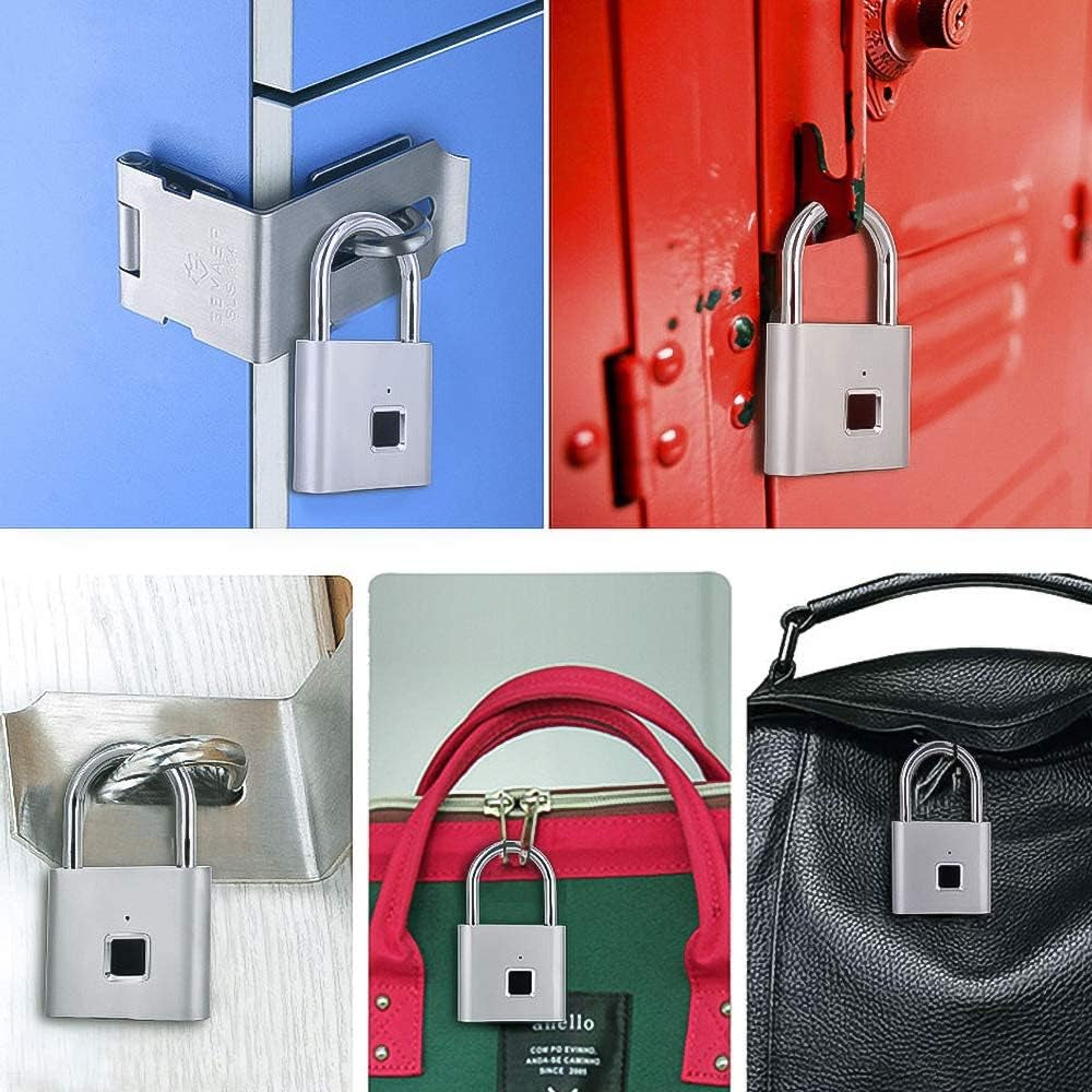 Fingerprint Padlock, USB Charging Waterproof Mini Smart Security Lock with No App, No Key, No Trouble, Friendly for Kids and Elderly